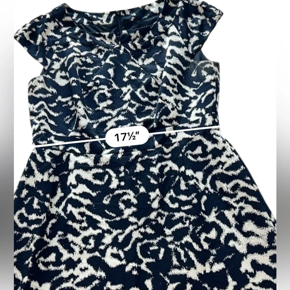 Alex Marie Fit and Flare Navy and White Print Dress Size‎ 14 - Picture 7 of 10